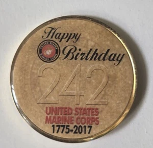 U.S. Marines 242nd USMC BIRTHDAY COIN - CHALLENGE COIN - 10 Nov 2017 - 2" diam - Bild 1 von 3