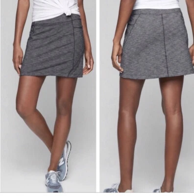 ATHLETA Excursion Skort Skirt Charcoal Gray Upf 50+ Pockets Hike #153396 Sz M - Image 1 of 4