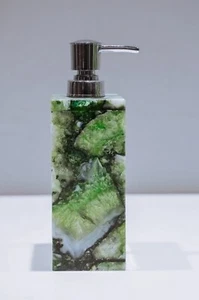 Green Agate Shampoo Container Pump Resin Soap Dispenser for Bathroom 3 x 3 Inche - Picture 1 of 4