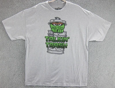 Camisa Calle Sésamo Para Hombres XXL 2XL Talkin Trash Gris Oscar the Grouch Camiseta Gráfica Foto 1 de 4