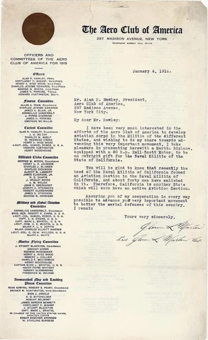 GLENN L. MARTIN - TYPED LETTER TWICE SIGNED 01/04/1916 Cover