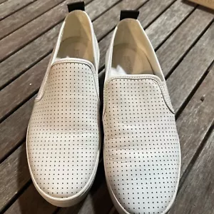 Michael Kors MK white Leather Slip-On Shoes, 7.5 Sneakers Perforated Holes - Picture 1 of 6