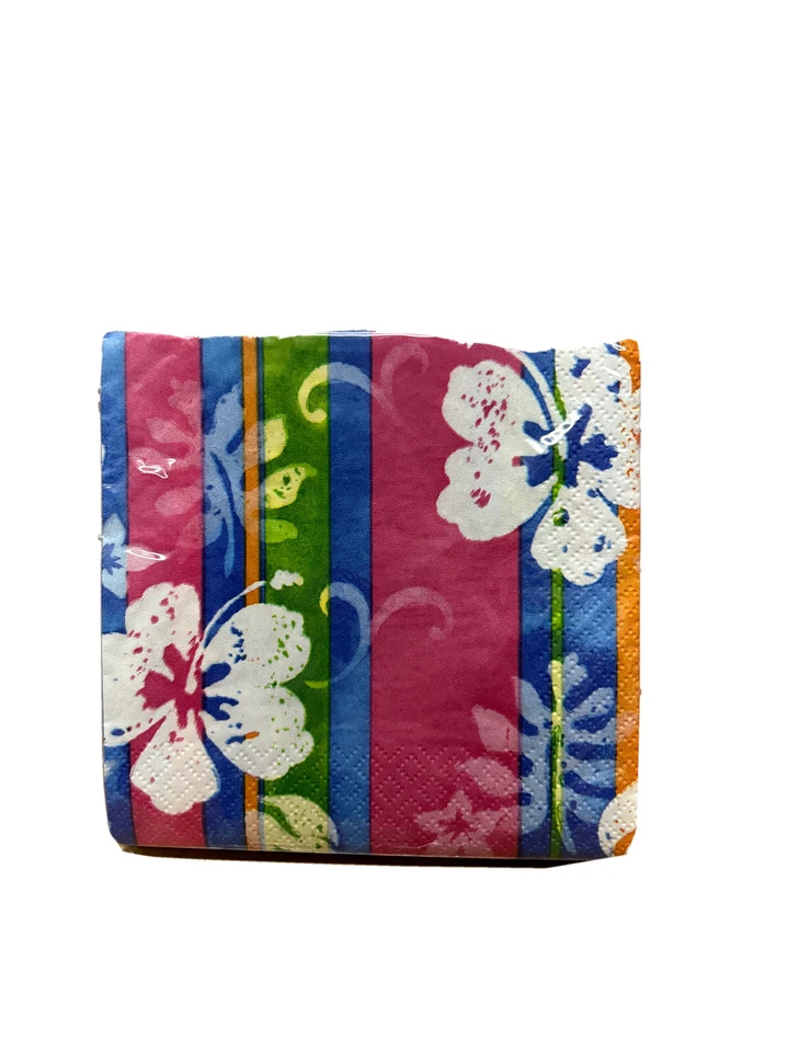 Bahama Breeze Hibiscus Tropical Luau Beach Pool Party Paper Beverage Napkins - Image 1 of 1