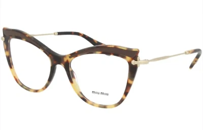 New MIU MIU Eyeglasses VMU 06P VIF-1O1 51-17 140 Tortoise & Gold Cat Eye Frames - Image 1 of 4