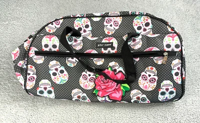 Betsey JohnsonCarry-On Luggage Sugar Skull Black  Roller Duffle Bag MSRP 160 - Image 1 of 4