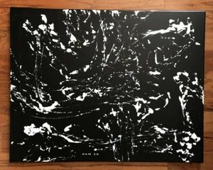 Abstract 11, Modern, Black, Original Acryic Painting, Signed, Art, 28x22 inches - Picture 1 of 1
