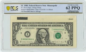 FR #1914-I $1 1988 Federal Reserve Note Minneapolis Unc 62 PPQ PCGS 947695-28 - Picture 1 of 2