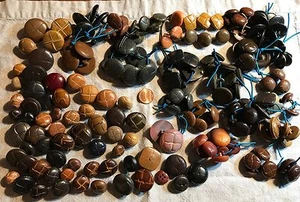 Lot 180+ PLASTIC "Leather Look" Buttons Some Vintage Most Shank Many Sizes  8331 - Picture 1 of 6