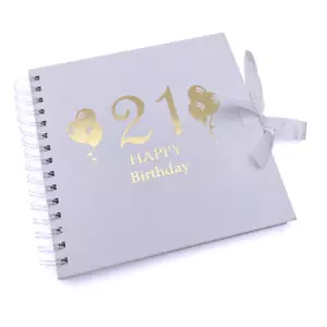 21St Birthday Balloon Black Scrapbook Guest Book Or Photo album With Gold Script - Picture 1 of 2