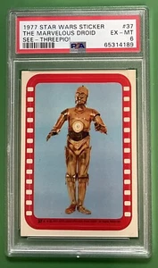 Pegatina Star Wars 1977 #37 ¡El maravilloso See-Threepio! PSA 6 Cert #65314189 - Imagen 1 de 12