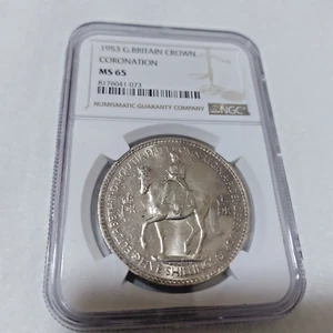 1953 Queen Elizabeth Coronation Ceremony Crown Coin NGC MS65 - Picture 1 of 3