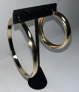 Earrings Mismatched Gold Tone Hoops Eclectic Unique Non-uniform - Picture 1 of 7