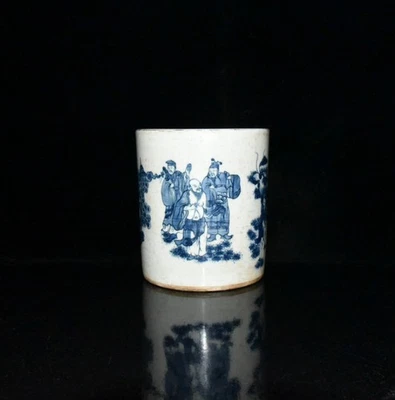 Pincel de porcelana chinês azul e branco pintado à mão figura requintada 92430 - Imagem 1 de 4