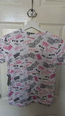 Girls Pink and White DKNY T-shirt - Image 1 of 4