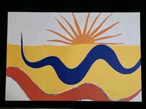 Alexander Calder "Decollo per il sole" firmato 34,125" x 22,75" - Foto 1 di 2