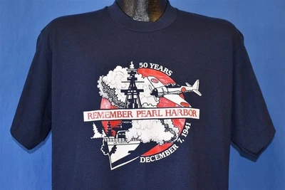 Camiseta vintage años 90 REMEMBER PEARL HARBOR 50 AÑOS 1941-91 EE. UU. MARINA SEGUNDA GUERRA MUNDIAL HAWAII L Foto 1 de 3