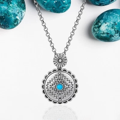 Montana Silversmiths Center of the Storm Turquoise Necklace Retail $60 - NEW - Image 1 of 4