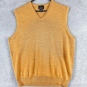 Jos A Bank Sweater Vest Mens Medium Gold Golf Merino Wool V Neck Signature Knit - Picture 1 of 9