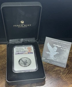 2023P Austrialia $1 Wedge-Tailed Eagle Incuse-FirstDayIssue Proof Coin PF70 NGC - Picture 1 of 3