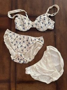 Vintage 90s Warner’s Young Attitudes Bra Panties Set Large 36B 36 B Ribbed - Picture 1 of 9