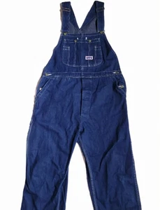 Vintage Big Smith Denim Overalls Men's Size 38x32 Dark Wash Blue Carpenter - Picture 1 of 16