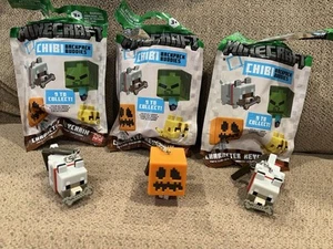 3 Minecraft Chibi Backpack Buddies Hanging Keychains ! Snow Golem/Tamed Wolf - Picture 1 of 7