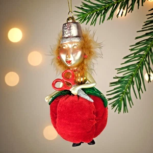 Cuscino spilla ornamento sarta tema cucito vintage Kurt Adler Loralie nuovo con etichette - Foto 1 di 6