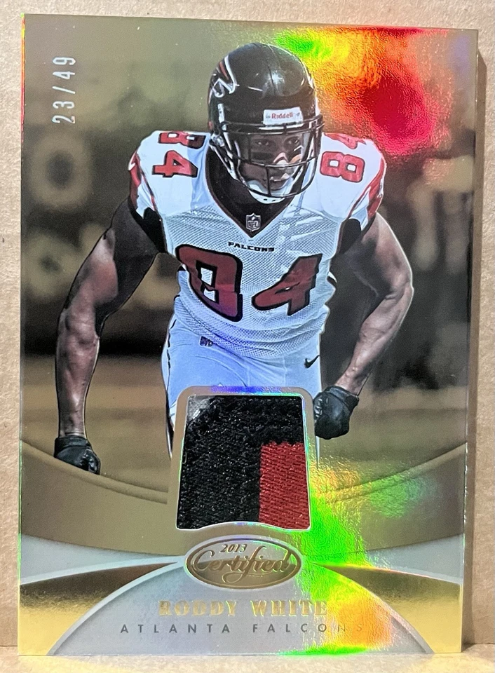 Roddy White 2013 Certified Mirror Gold Refractor Materials 3 Color Jersey /49 - Image 1 of 2