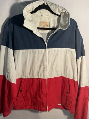 Jaqueta masculina grande vintage The Fox Collection color block anos 90 Y2K Preppy - Imagem 1 de 4