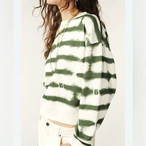 felpa donna stile marinaio ba&sh verde seta 100% cotone biologico crop top S - Foto 1 di 11