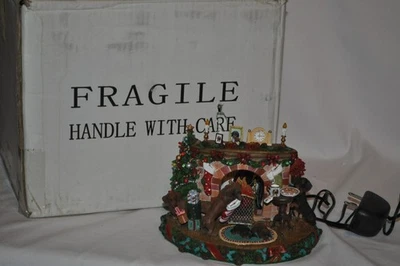 Danbury Mint A COZY CHRISTMAS EVE Dachshund Weiner Dog Lightd Fireplace Figurine - Image 1 of 4