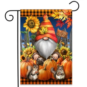 Briarwood Lane Gnome and Pumpkins Garden Flag - Picture 1 of 4
