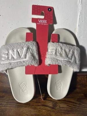 Vans Blanco Toboganes Talla 4 La Costa Sherpa Avena Nuevo Con Etiquetas Foto 1 de 4