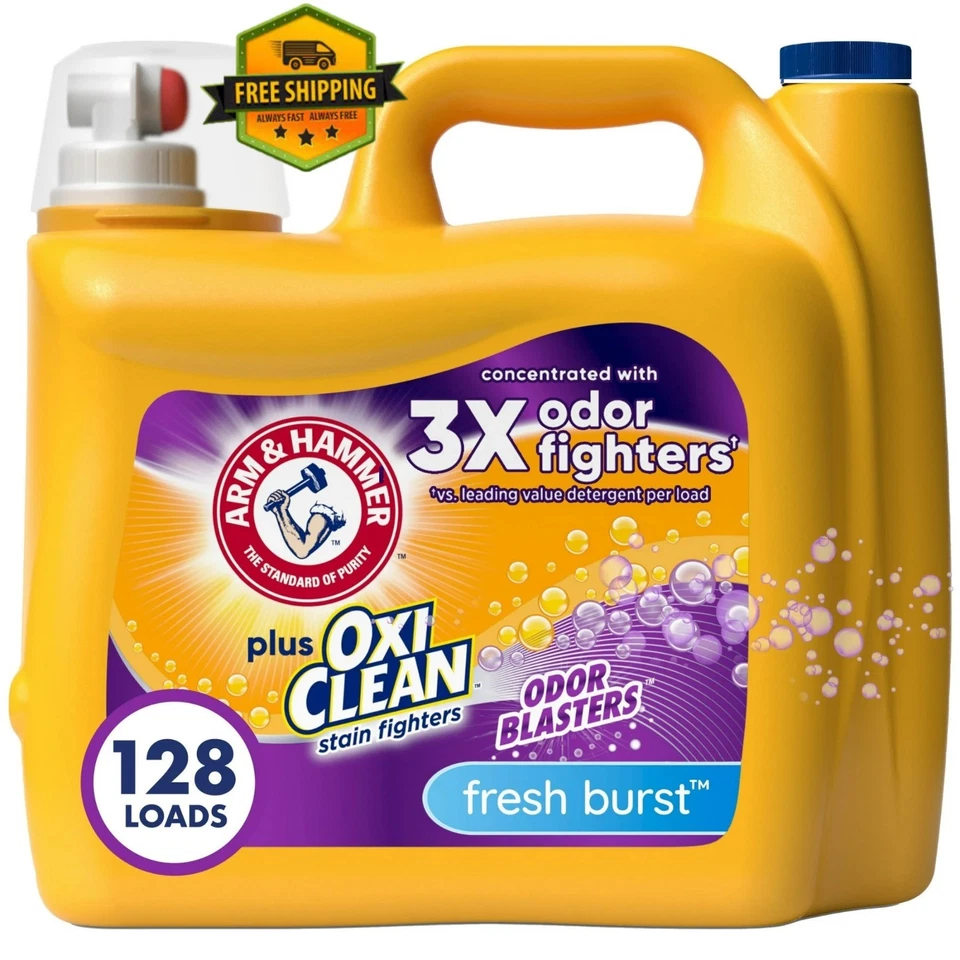 ARM & HAMMER Plus OxiClean Odor Blasters Liquid Laundry Detergent, 128 Loads
