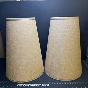 Vintage MCM Sackleinen Jute Zylinder große konische Lampenschirme 15" hoch Clip-On Paar EG! - Bild 1 von 12