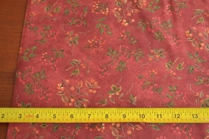 By 1/2 Yd, Red Berries & Green Leaves on Rust Quilt Cotton, P&B, Harvest, B987 - Picture 1 of 6