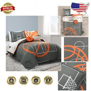 Oversized Reversible Basketball Game Comforter Set - 5 Piece Full/Queen Bedding - Picture 1 of 12