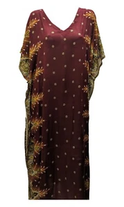 Womens Plus Size Kaftan Oriental Paisley Print Maxi Free Size Up To 34 - Picture 1 of 1