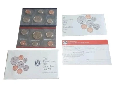 1992 US Mint 10 Coin Uncirculated Set Complete Philadelphia & Denver OGP & COA - Image 1 of 2