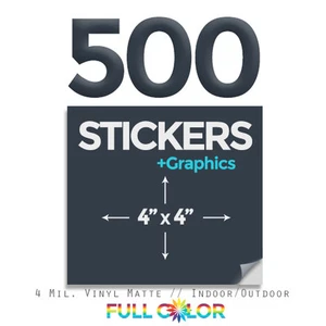 500 pegatinas de vinilo de calidad personalizada + gráficos y envío gratuitos (4"" x 4") cuadrados - Imagen 1 de 1
