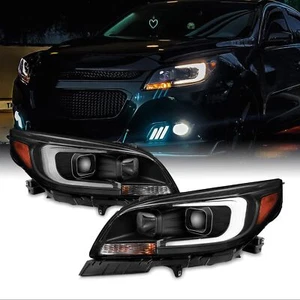 Juego de faros proyectores halógenos tubo LED negro Chevy Malibu 2013-2015 - Imagen 1 de 6