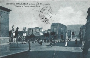 Piazza e Corso Garibaldi  - Animata  Reggio Calabria Viaggiata 1913 - Ante sisma - Picture 1 of 2