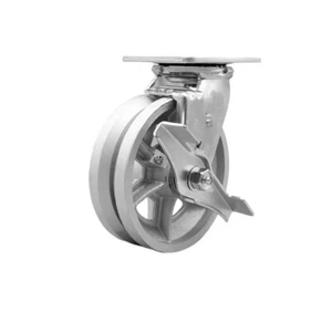 6 Inch V Groove Semi Steel Swivel Caster with Roller Bearing and Brake SCC - Imagen 1 de 5