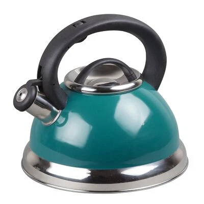 3.0 Quart Stainless Steel Whistling Tea Kettle Aqua Quick Heat Aluminum Base - Image 1 of 4