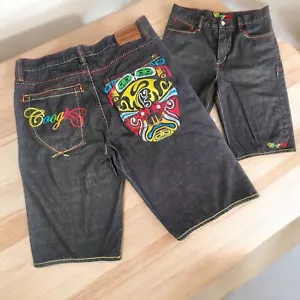 Vintage COOGI Y2K Australia Embroidered Denim Baggy Bermuda Shorts Mens 38" - Picture 1 of 19