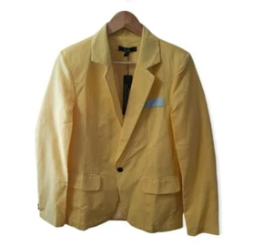 U2M2 Size Large Women's Yellow Work Jacket Notch Collar Black Buttons NWT - Picture 1 of 11