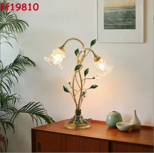 American Desk Lamp Bedroom Bedside Light Glass Floral Vintage Desk Lights Fixtu - Picture 1 of 8