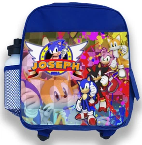 Personalised Kids Blue Backpack Any Name Sonic Boys Childrens School Bag 8 - Picture 1 of 4