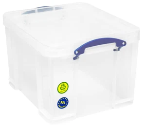 Really Useful Box 35L Aufbewahrungsbox Kunststoff Transparent Stapelbar Deckel - Bild 1 von 3