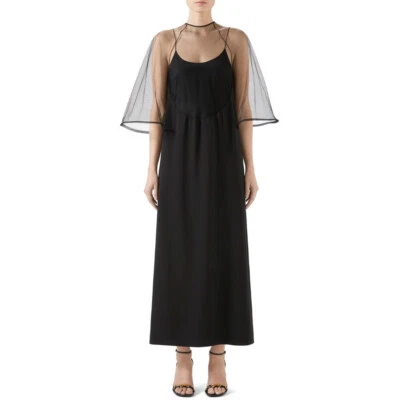 GUCCI ‎617270ZAD71 Viscose Silk Faille Mesh 2piece Dress Topless Runway Gown i38 - Image 1 of 4